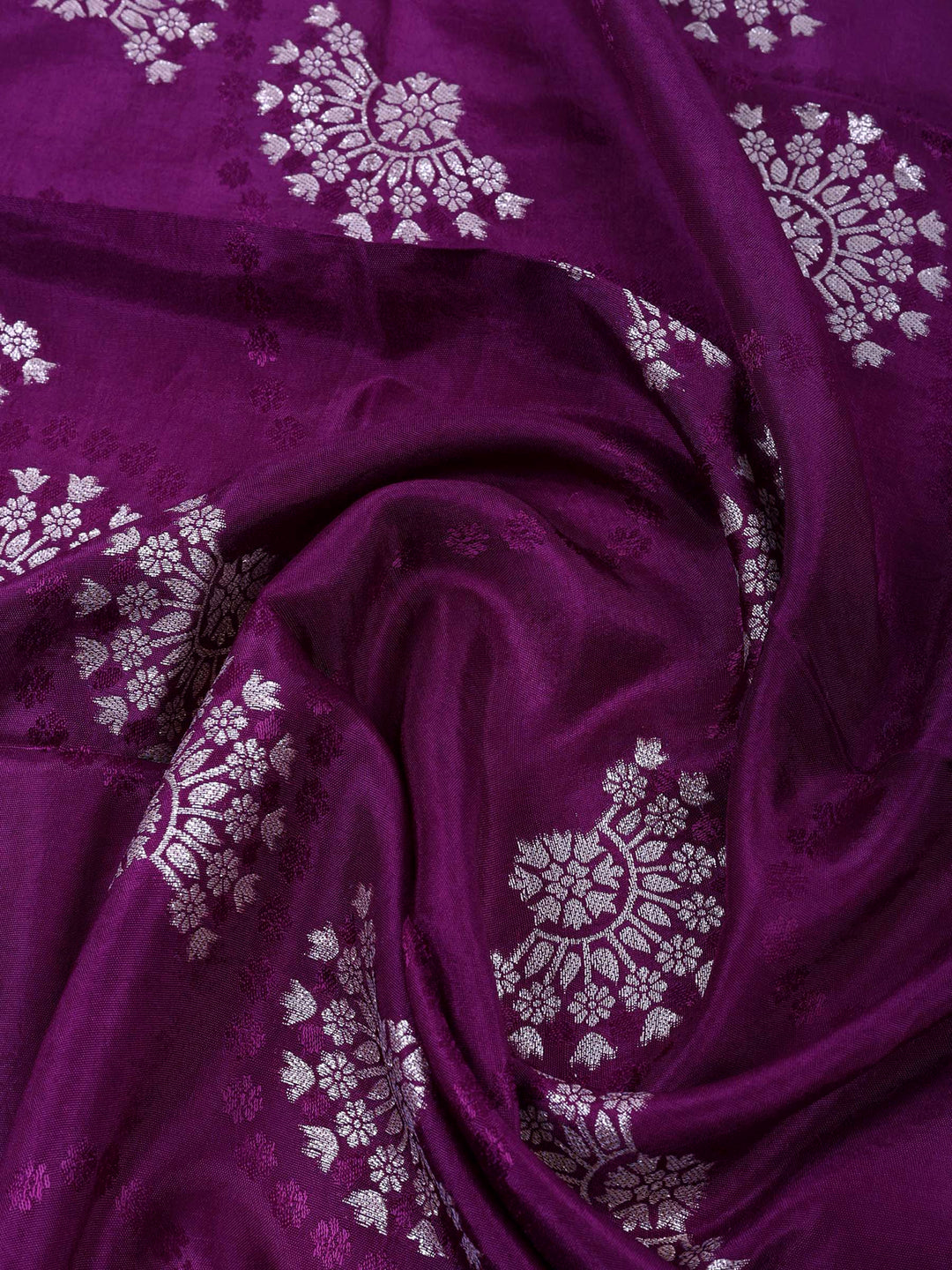 Purple Chanderi Embroidered Unstitched Dress Material