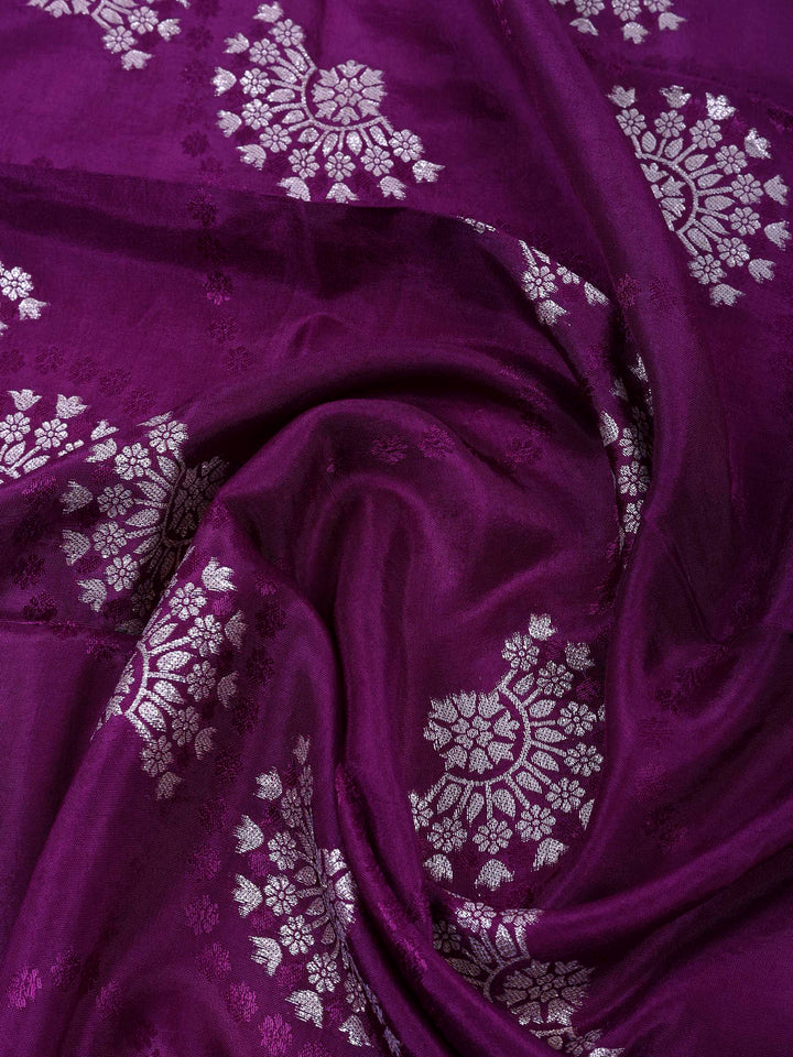 Purple Chanderi Embroidered Unstitched Dress Material