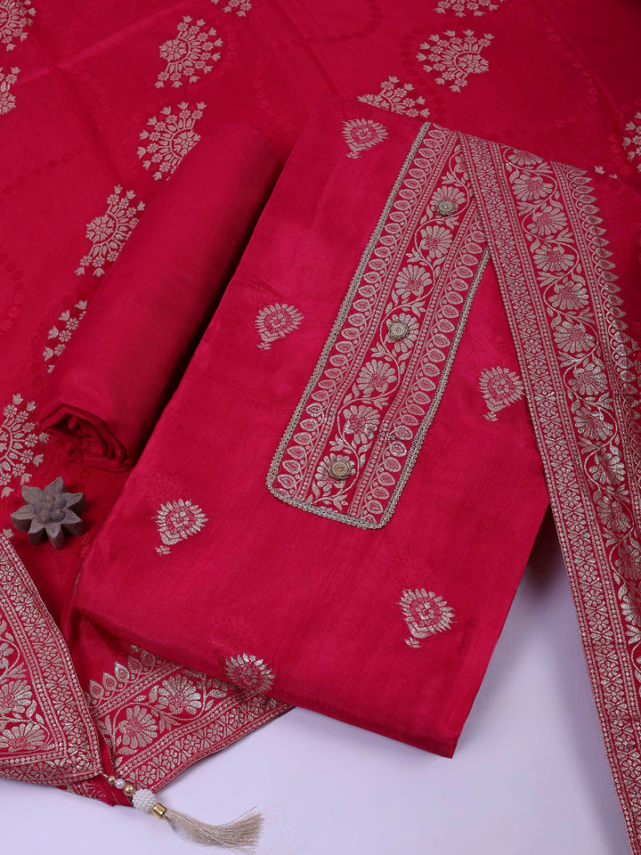 Rani Chanderi Embroidered Unstitched Dress Material