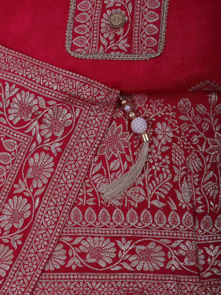 Rani Chanderi Embroidered Unstitched Dress Material