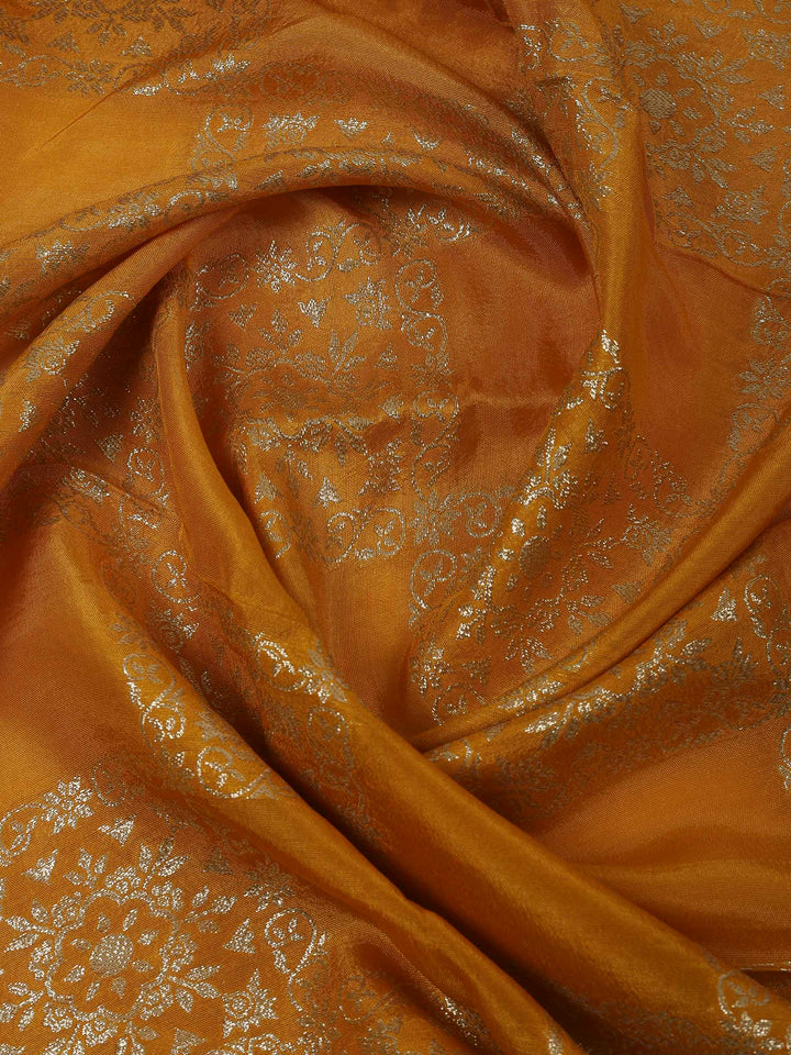 Mustard Chanderi Embroidered Unstitched Dress Material