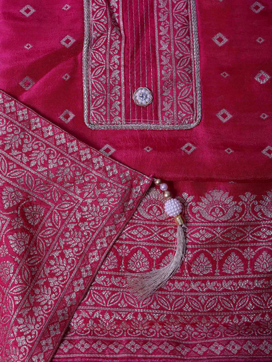 Rani Chanderi Embroidered Unstitched Dress Material