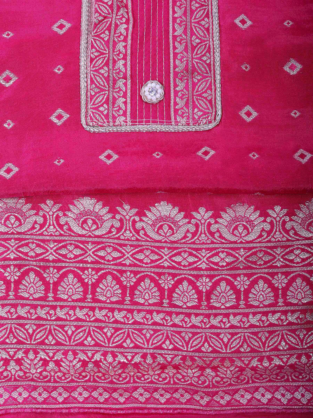 Rani Chanderi Embroidered Unstitched Dress Material