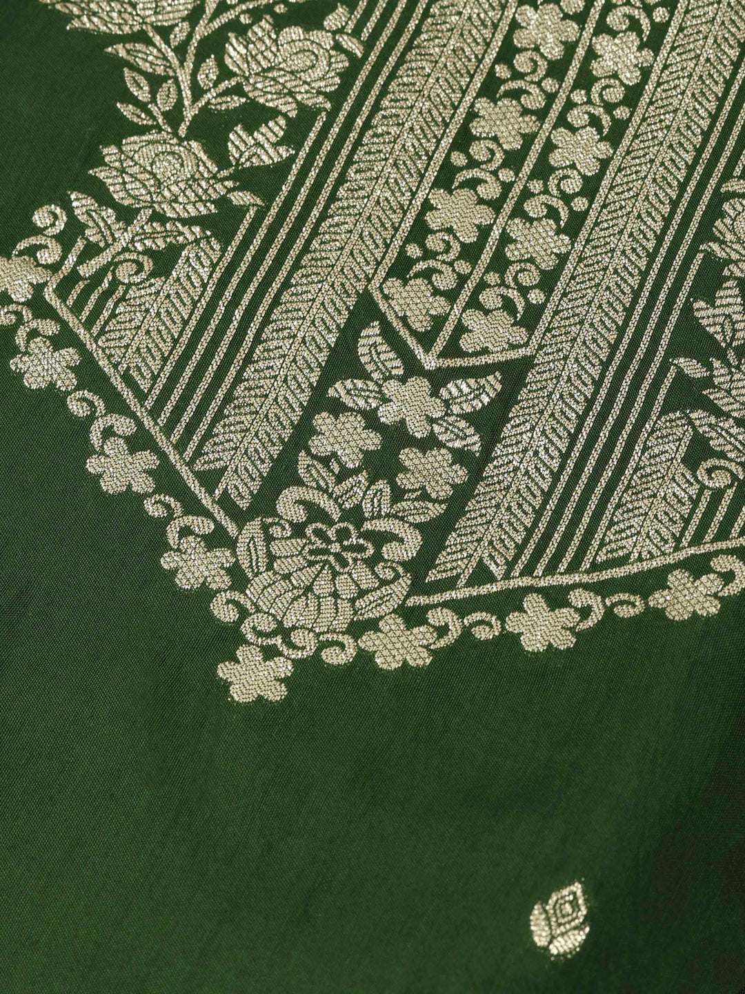 Bottle Green Cotton Blend Embroidered Unstitched Dress Material