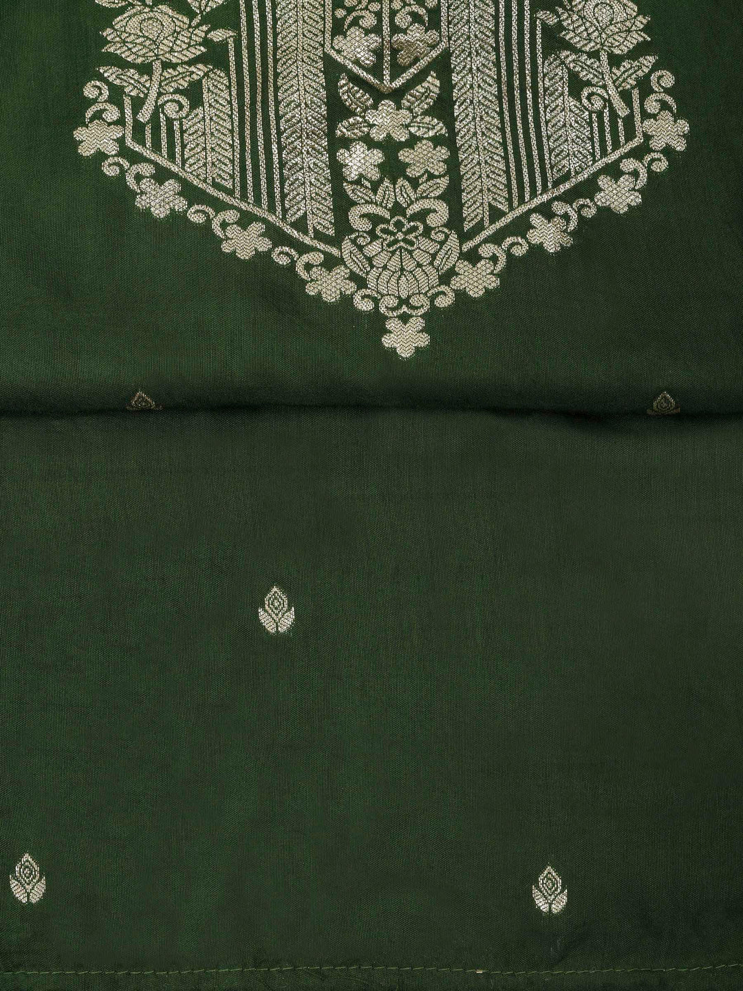Bottle Green Cotton Blend Embroidered Unstitched Dress Material