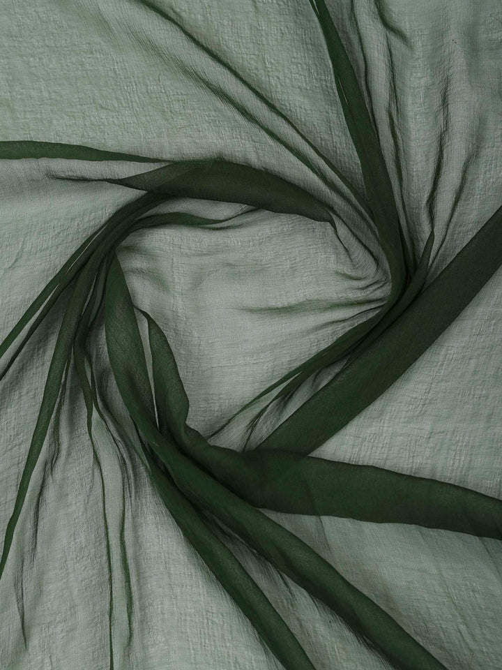 Bottle Green Cotton Blend Embroidered Unstitched Dress Material