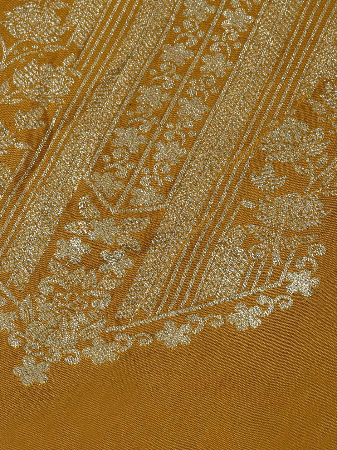 Mustard Cotton Blend Embroidered Unstitched Dress Material