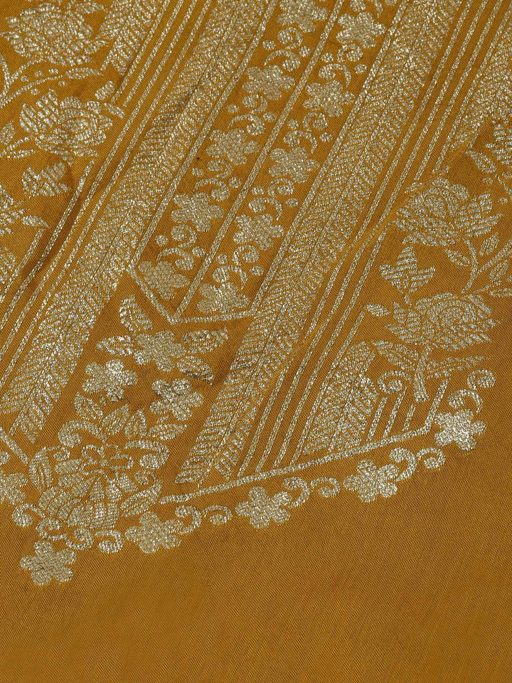 Mustard Cotton Blend Embroidered Unstitched Dress Material