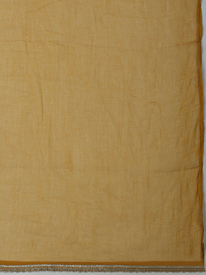 Mustard Cotton Blend Embroidered Unstitched Dress Material