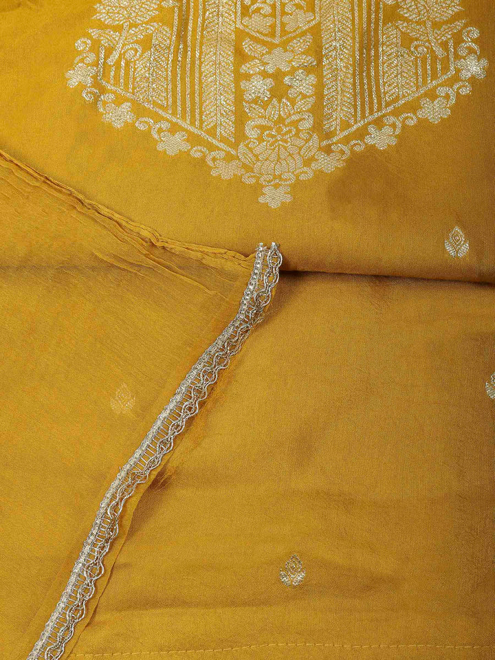 Mustard Cotton Blend Embroidered Unstitched Dress Material