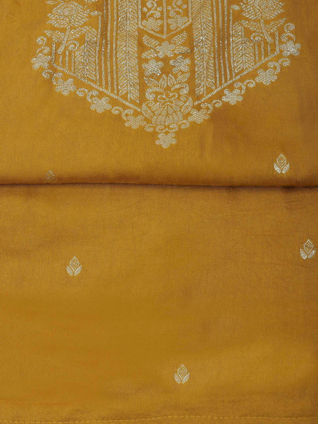 Mustard Cotton Blend Embroidered Unstitched Dress Material