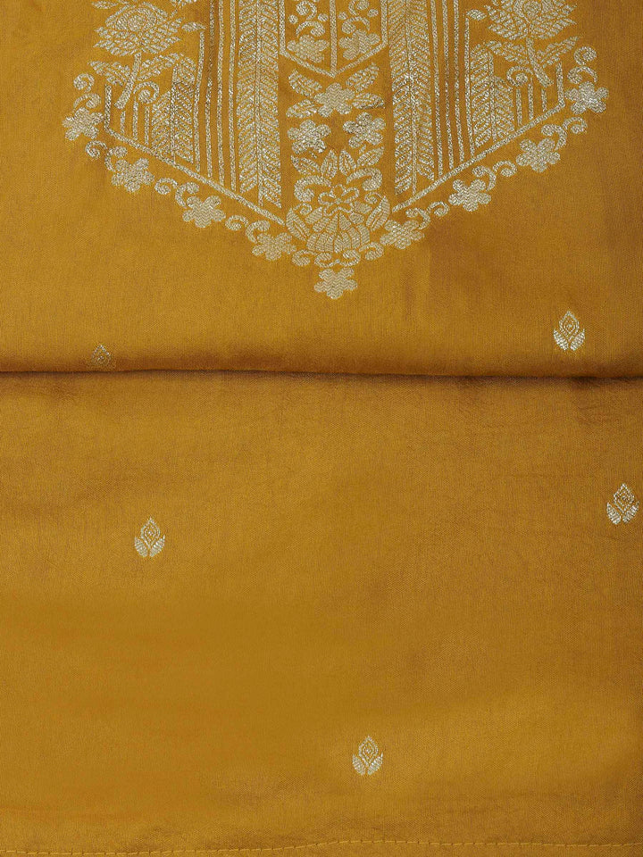 Mustard Cotton Blend Embroidered Unstitched Dress Material