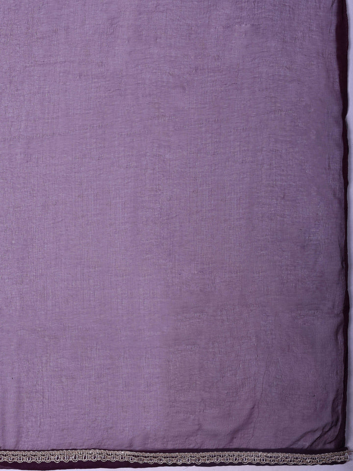 Wine Cotton Blend Embroidered Unstitched Dress Material