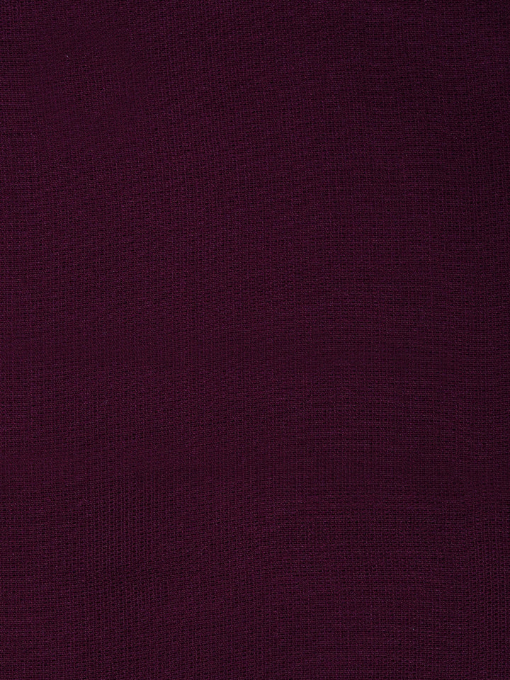 Wine Cotton Blend Embroidered Unstitched Dress Material