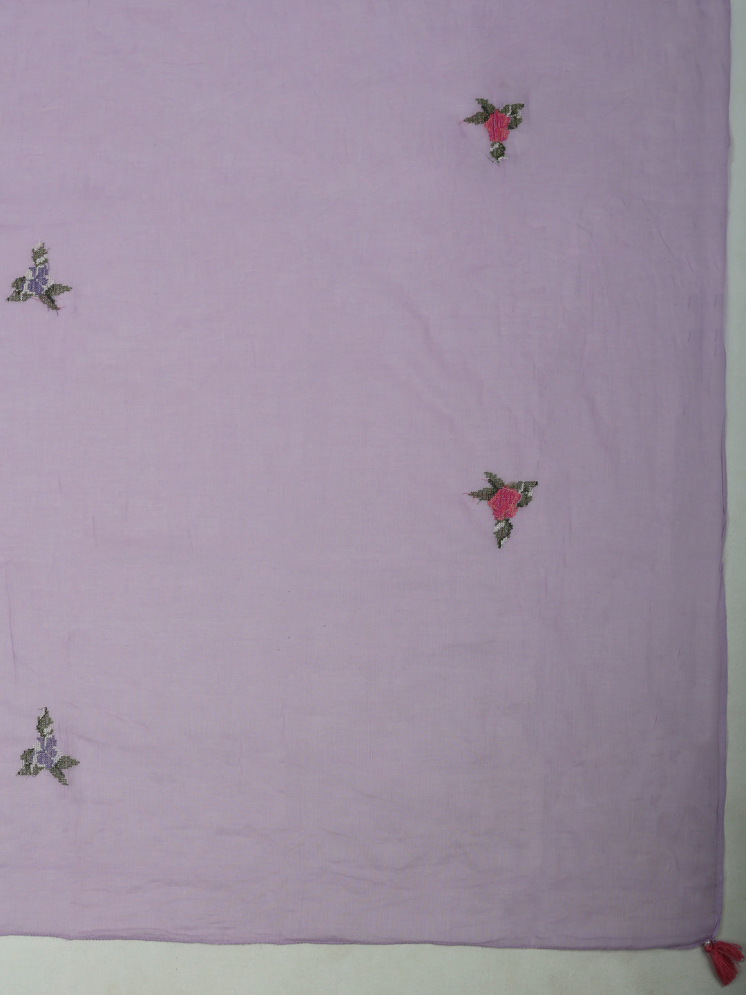 Lavender Cotton Blend Embroidered Unstitched Dress Material