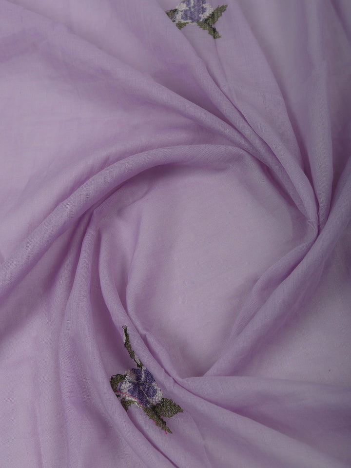 Lavender Cotton Blend Embroidered Unstitched Dress Material