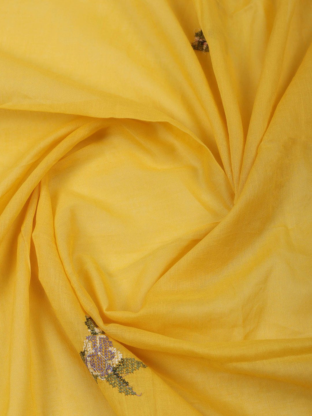 Mustard Cotton Blend Embroidered Unstitched Dress Material