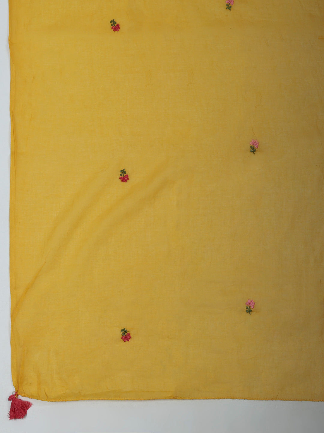 Mustard Cotton Blend Embroidered Unstitched Dress Material