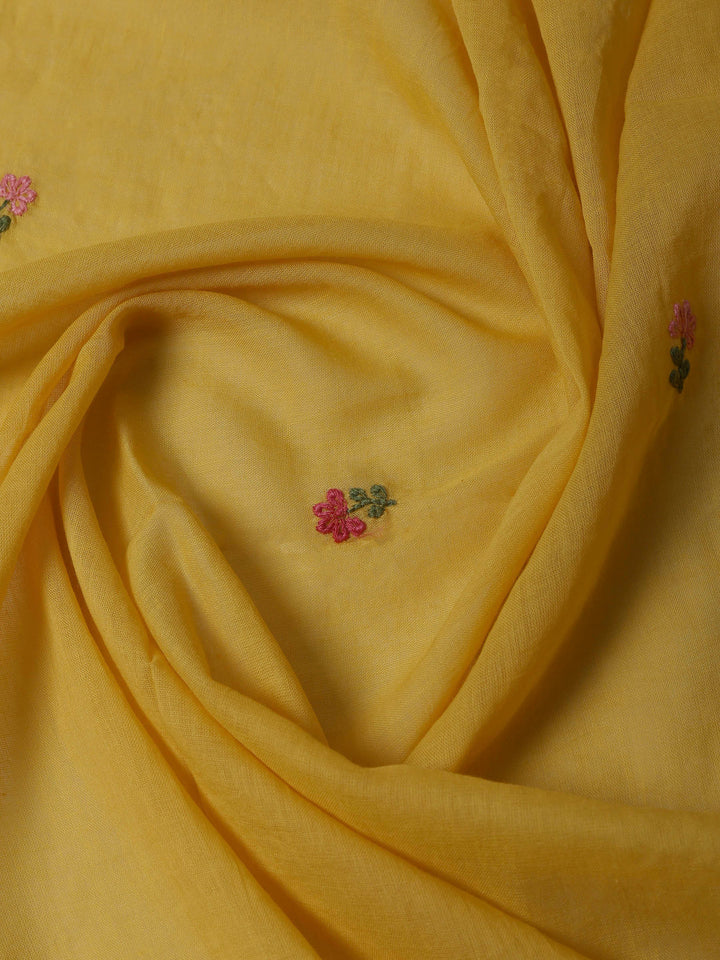 Mustard Cotton Blend Embroidered Unstitched Dress Material