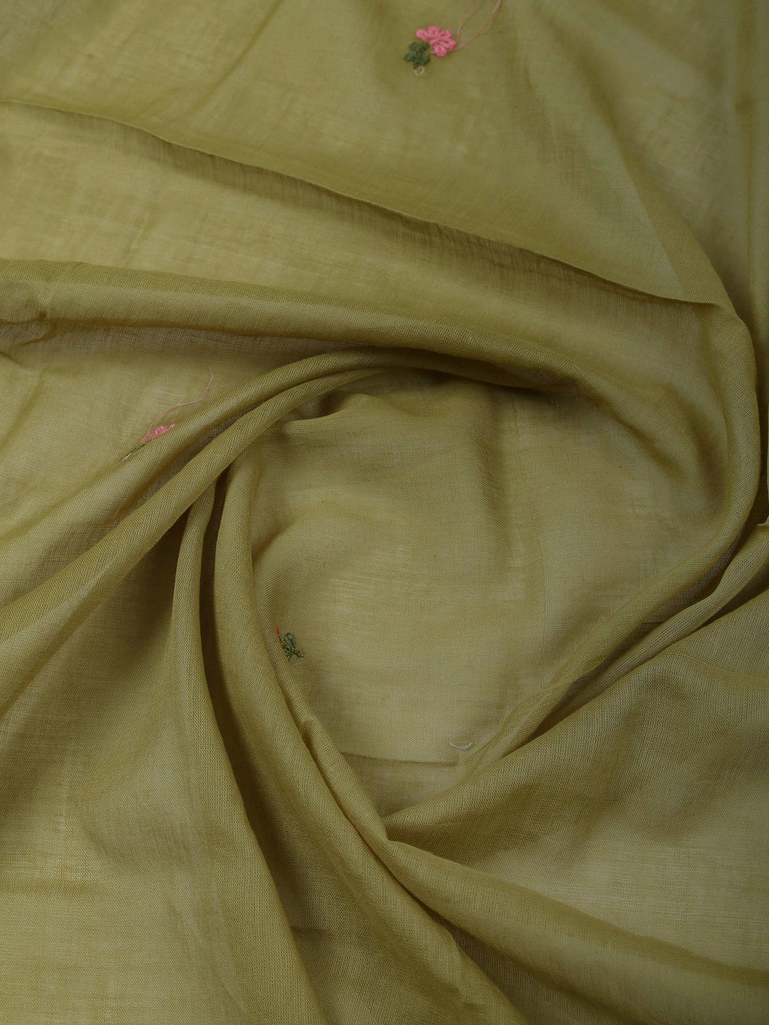 Pista Green Cotton Blend Embroidered Unstitched Dress Material