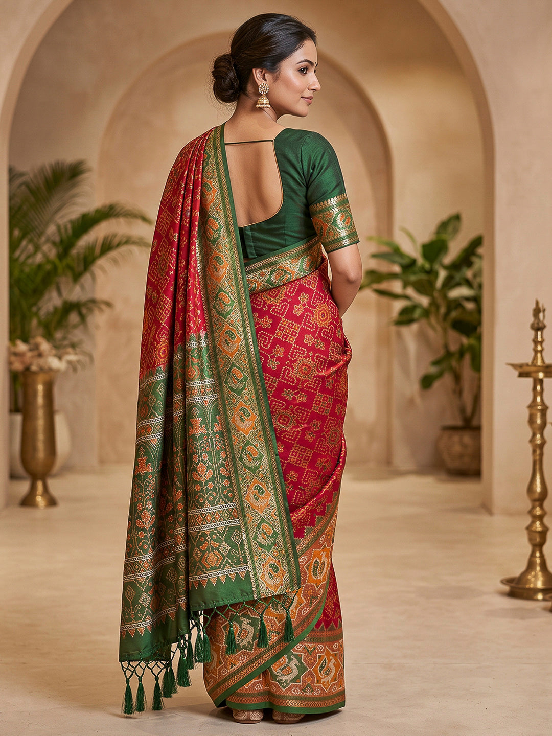 Red Art Silk Woven Saree
