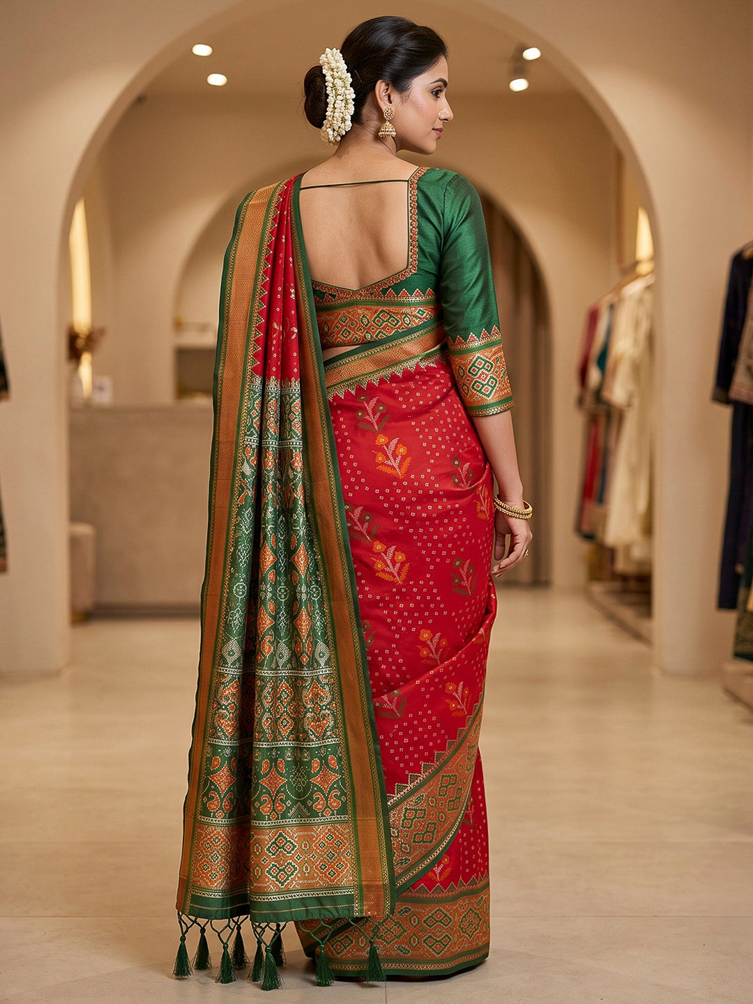 Red Art Silk Woven Saree