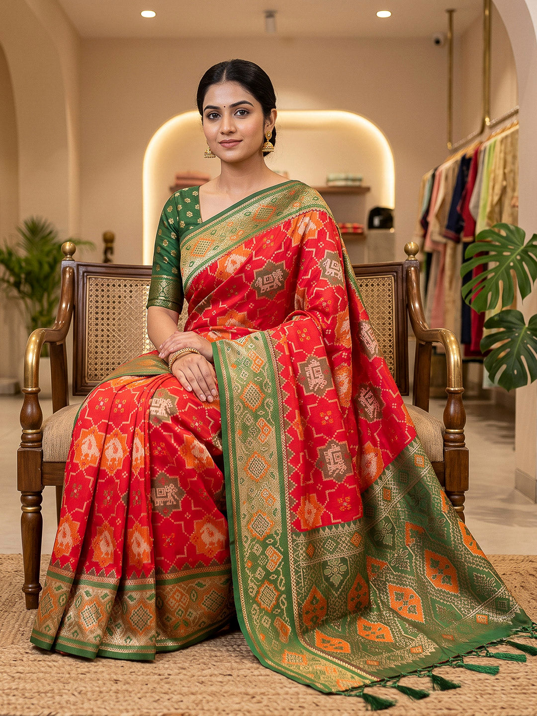 Red Art Silk Woven Saree