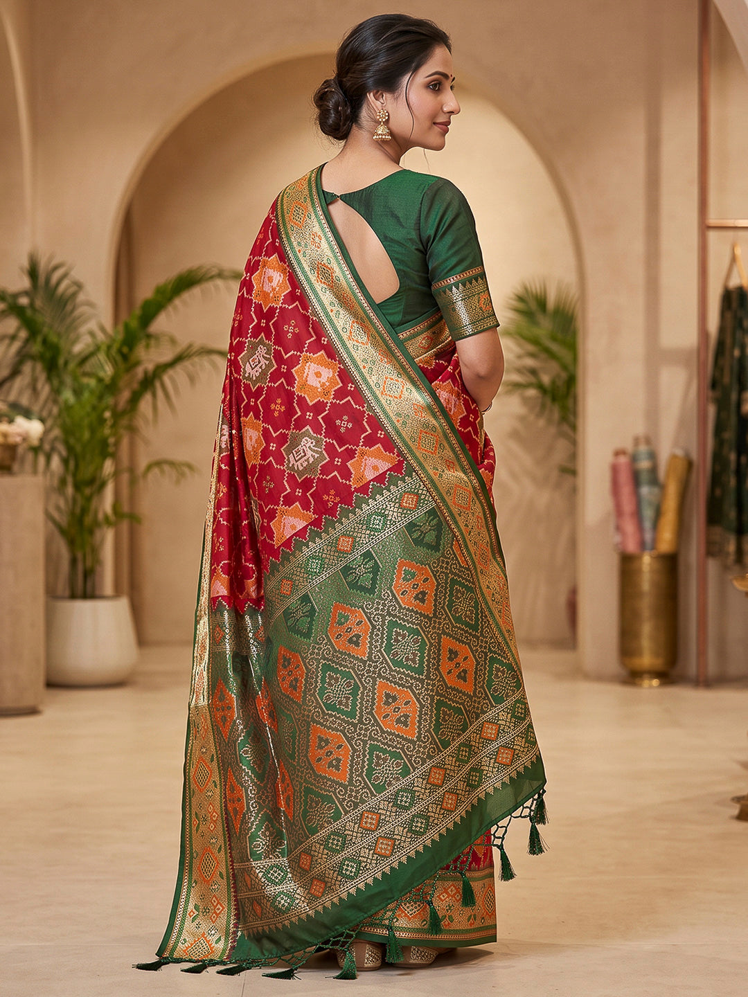 Red Art Silk Woven Saree