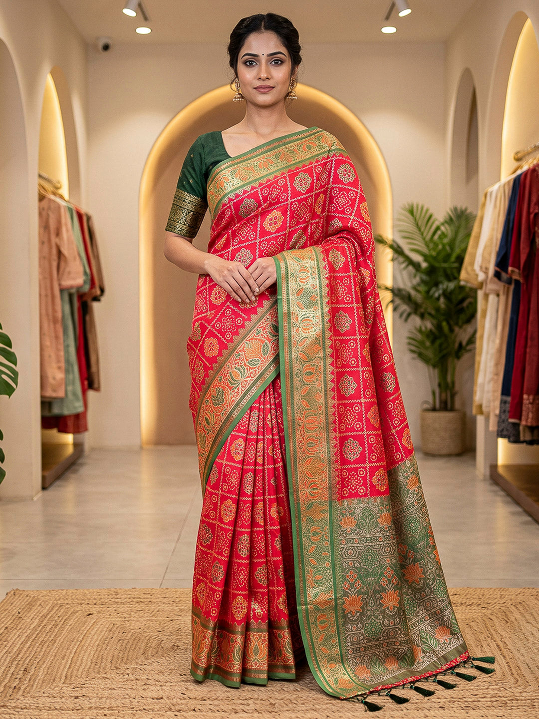 Red Art Silk Woven Saree