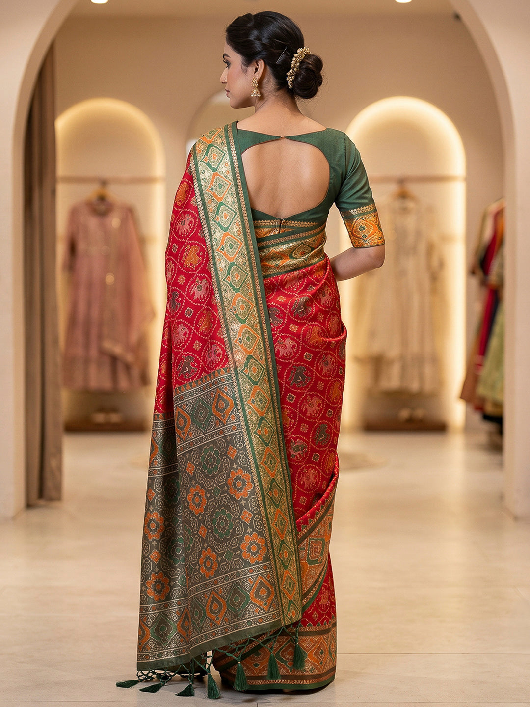 Red Art Silk Woven Saree