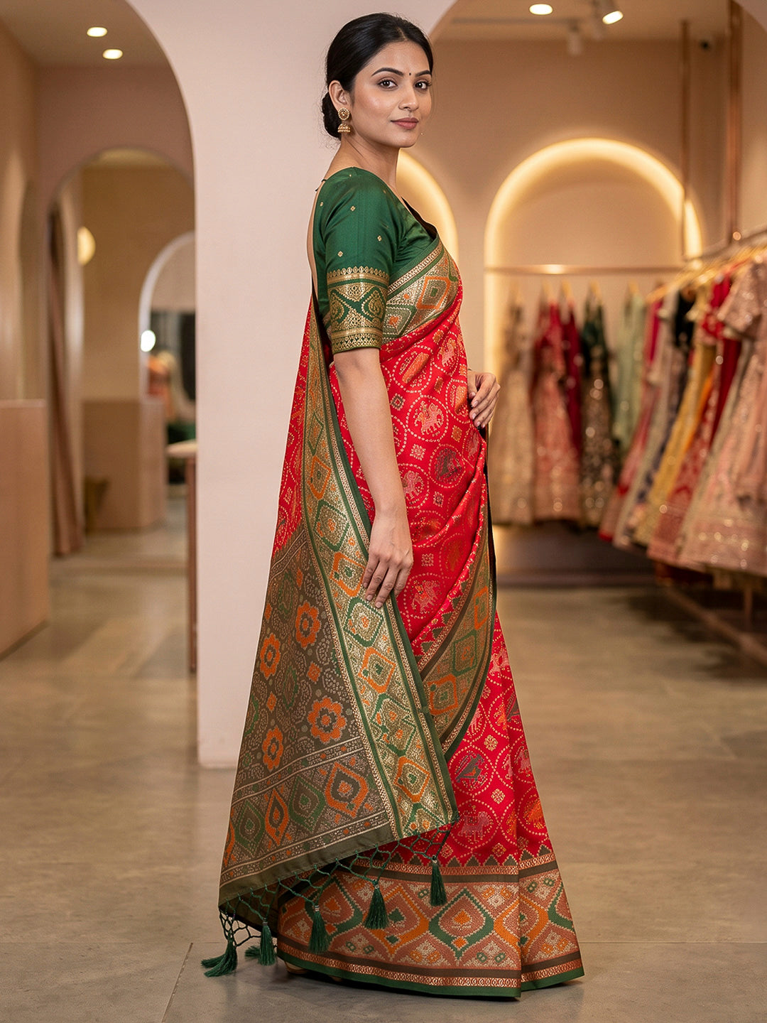 Red Art Silk Woven Saree