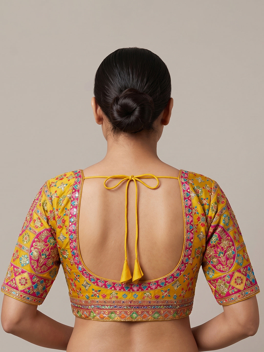 Premium Mustard Embroidery Viscose Blouse Piece