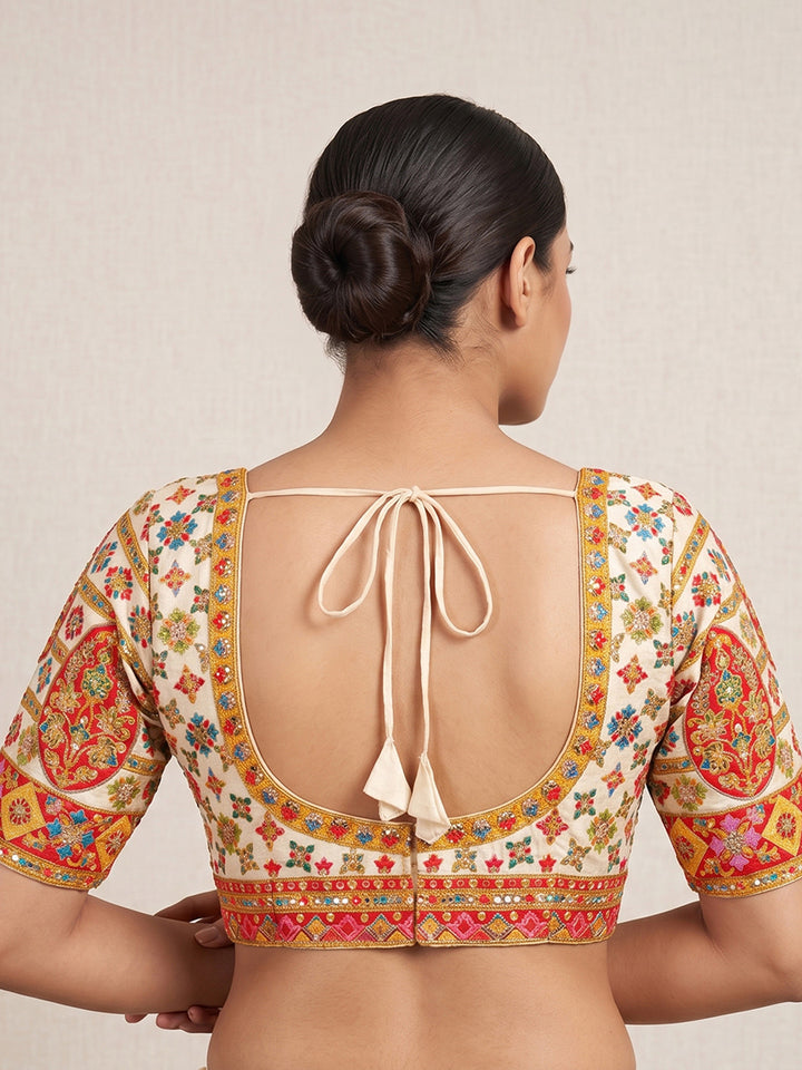 Premium Off-White Embroidery Viscose Blouse Piece