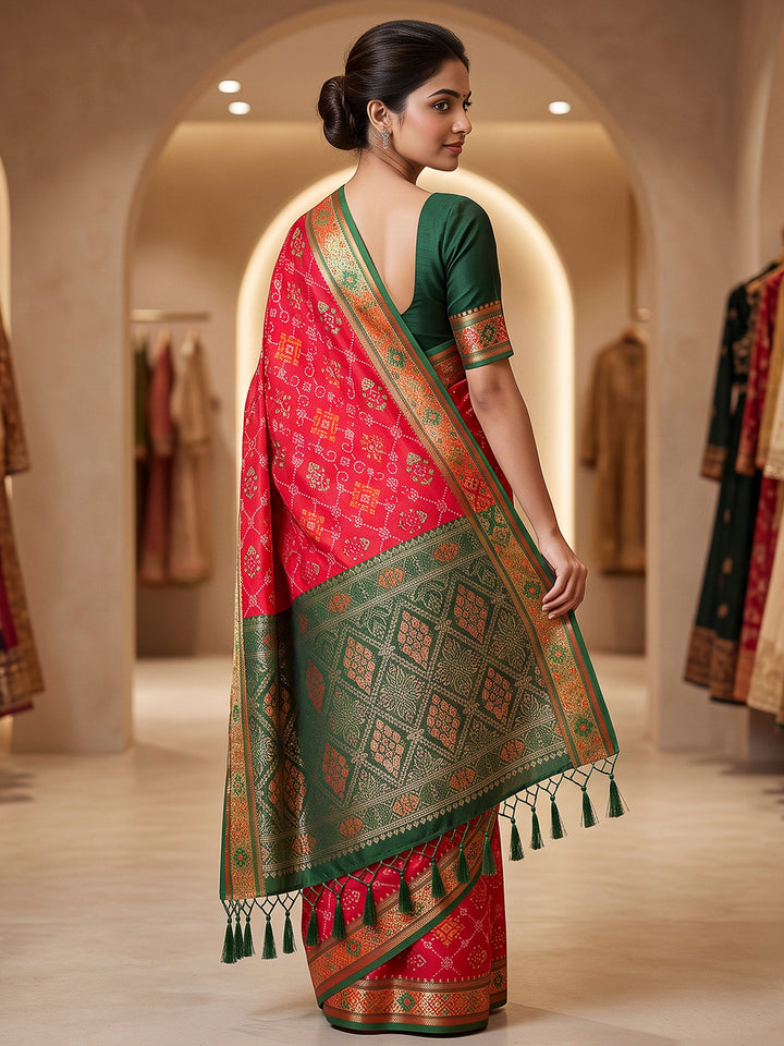 Red Art Silk Woven Saree