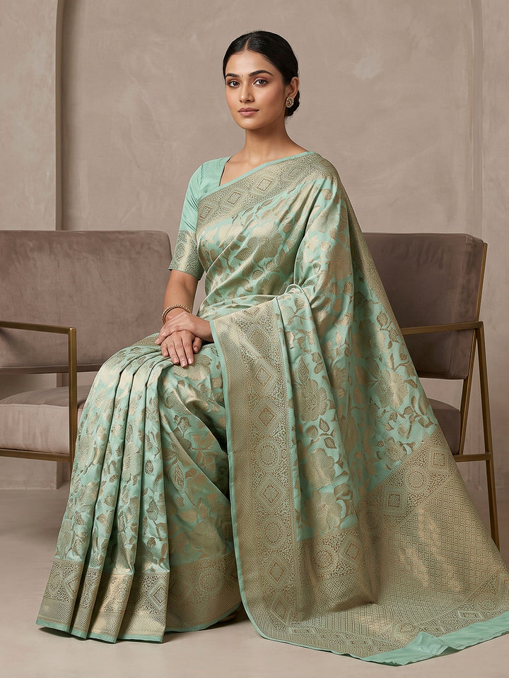 Blue Art Silk Woven Saree