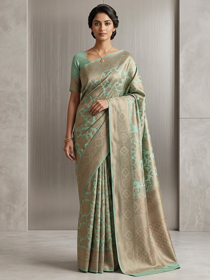 Blue Art Silk Woven Saree