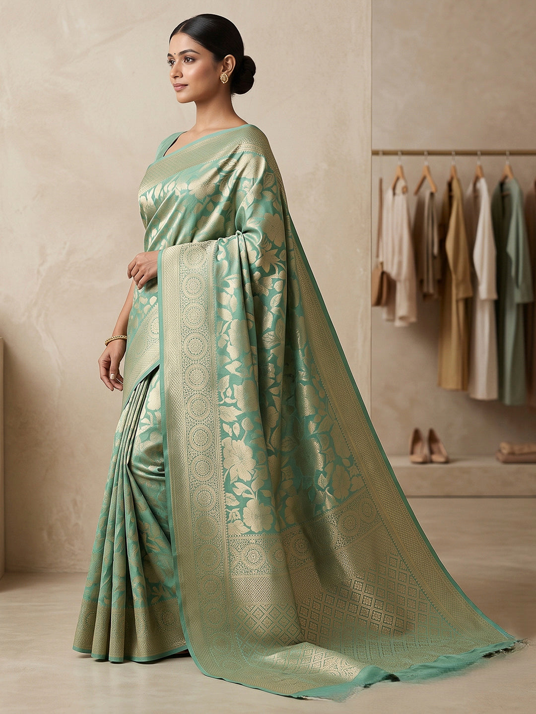 Blue Art Silk Woven Saree