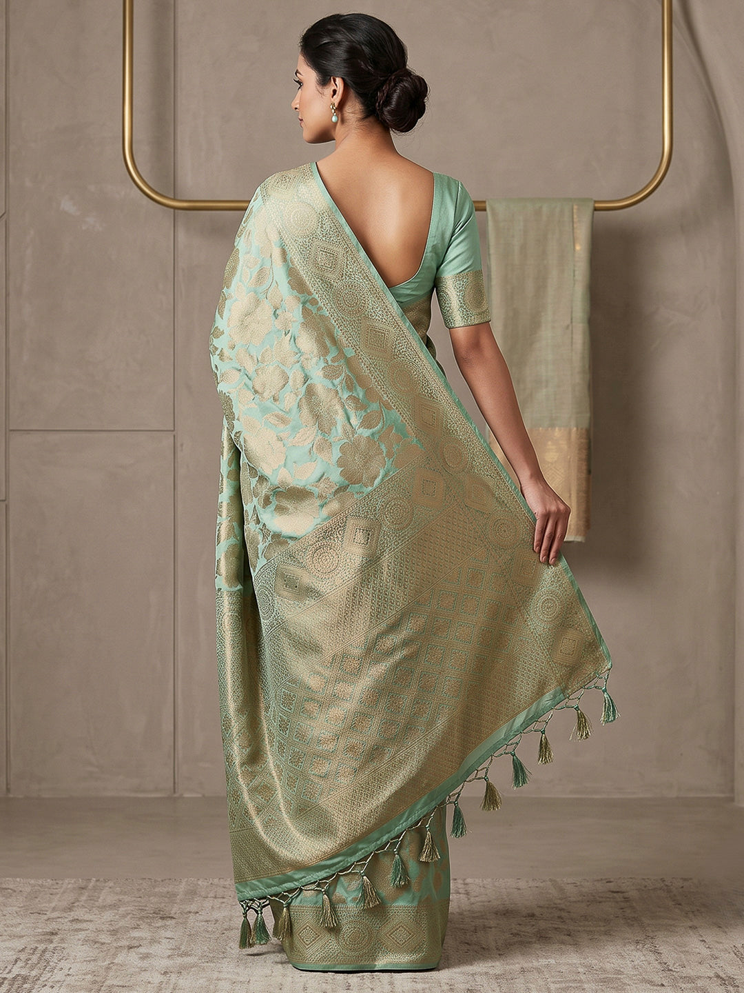Blue Art Silk Woven Saree