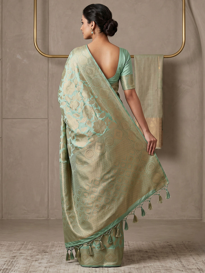 Blue Art Silk Woven Saree