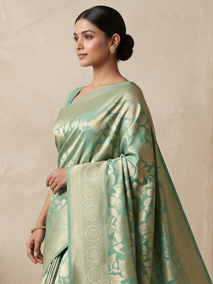 Blue Art Silk Woven Saree