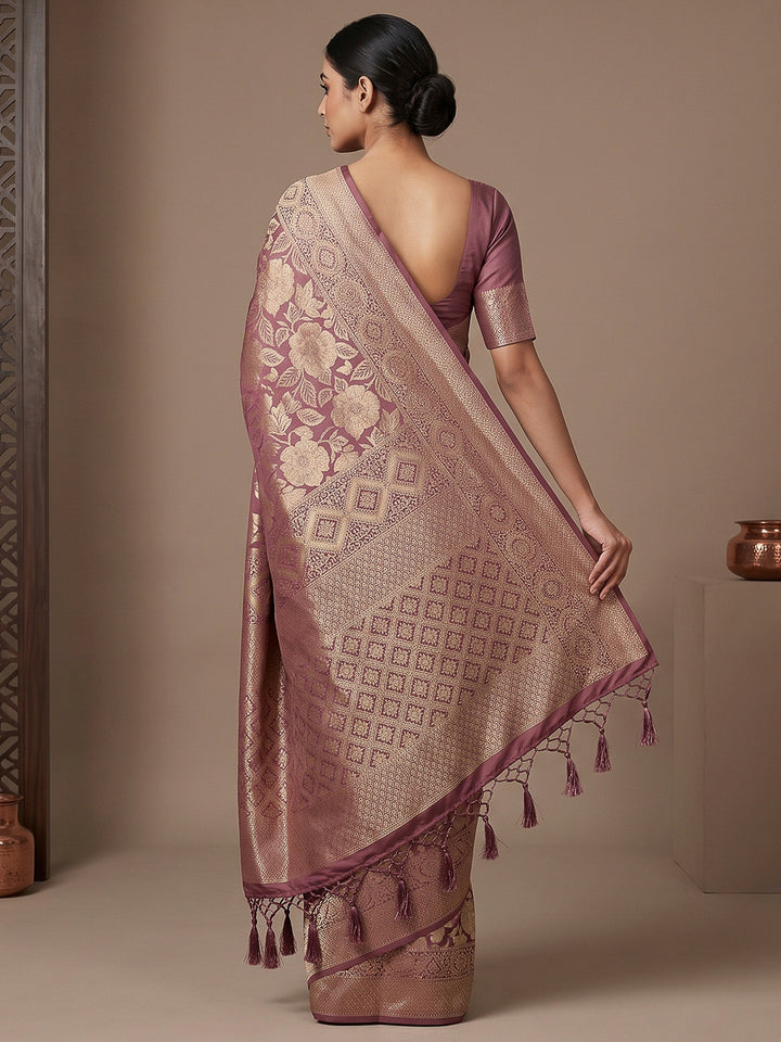 Lavender Art Silk Woven Saree