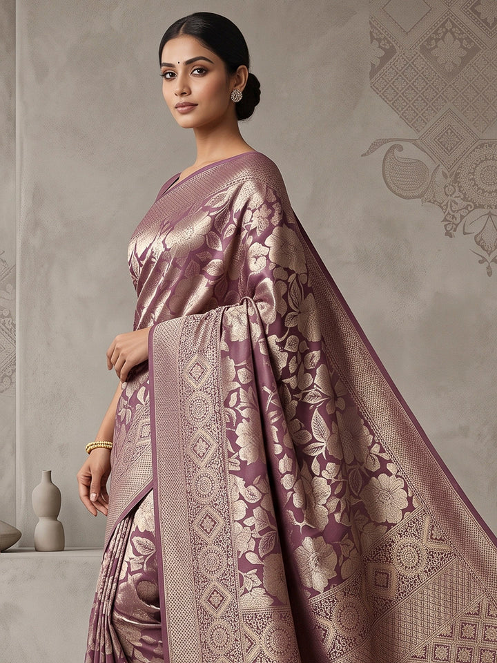Lavender Art Silk Woven Saree