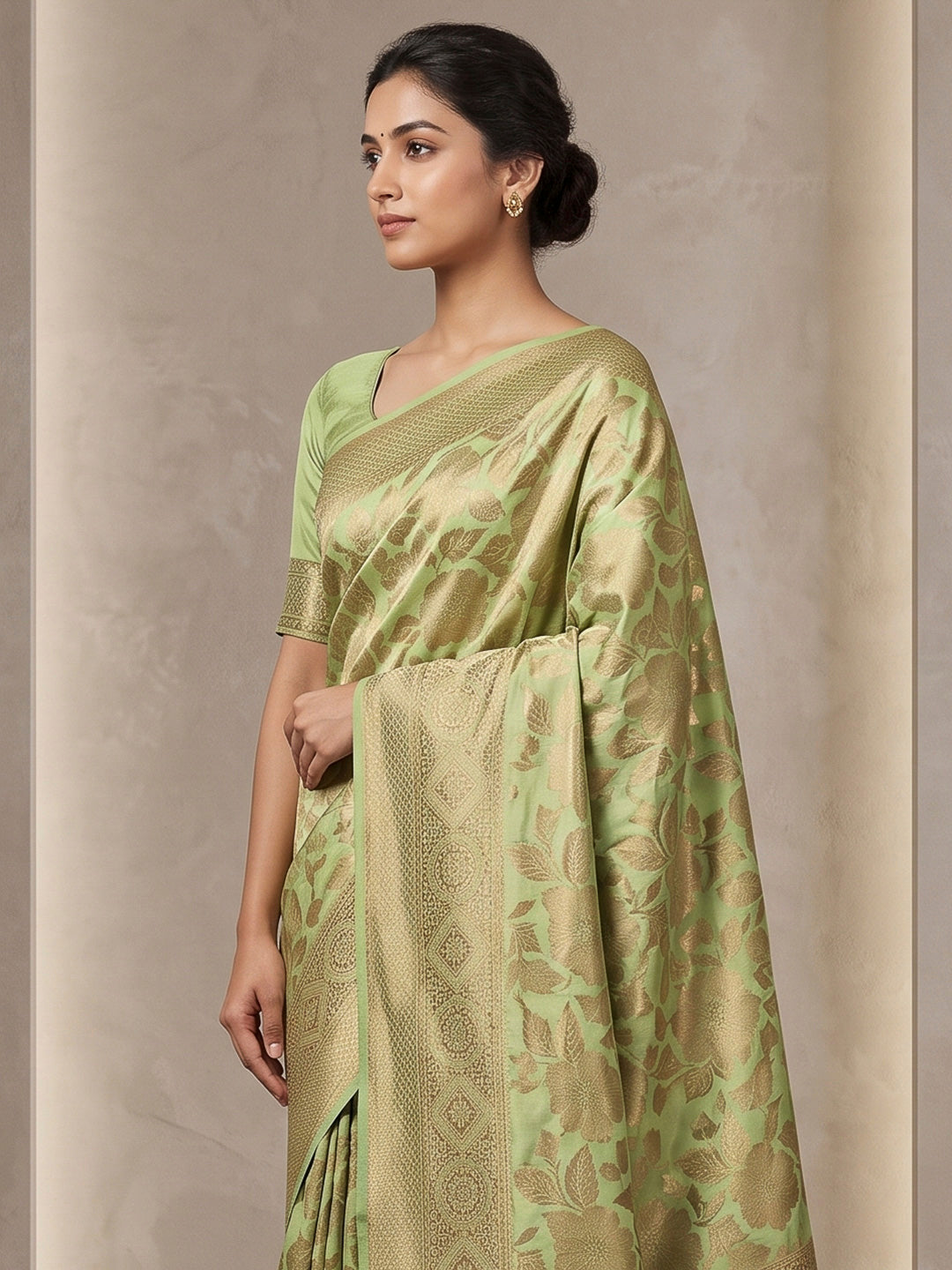 Pista-Green Art Silk Woven Saree