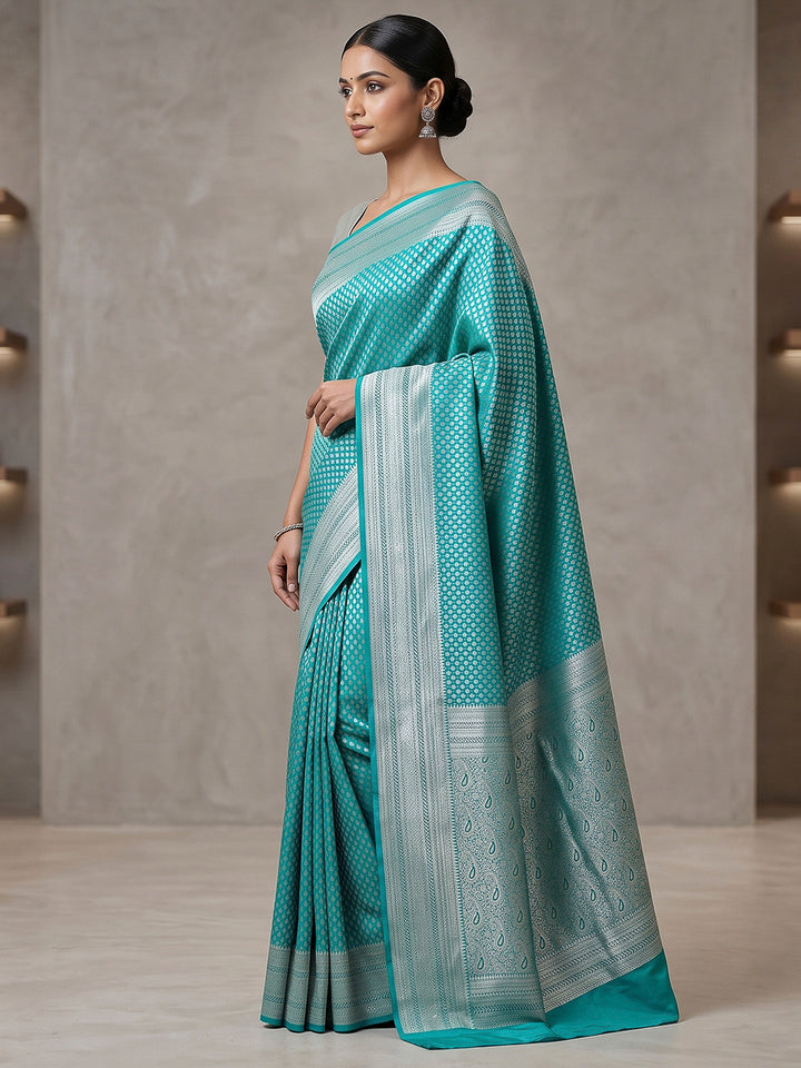 Blue Art Silk Woven Saree