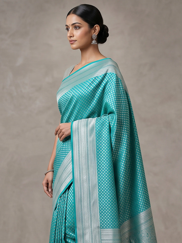 Blue Art Silk Woven Saree