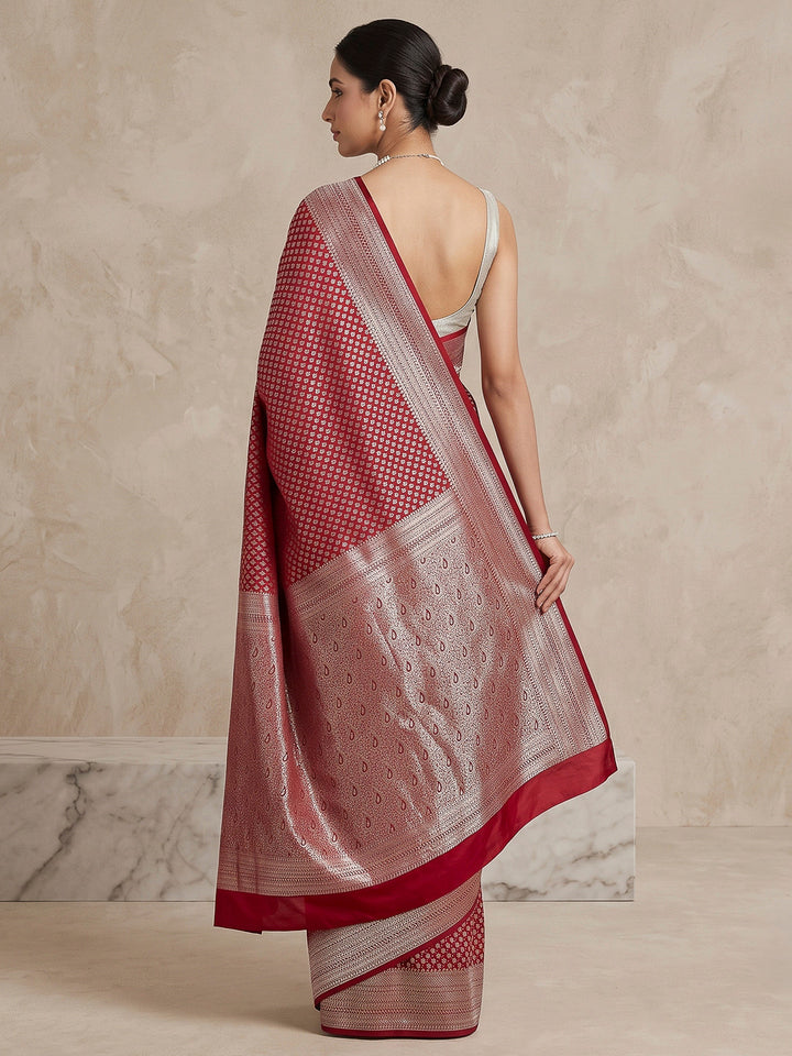 Red Art Silk Woven Saree
