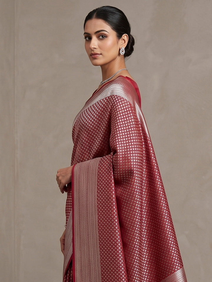 Red Art Silk Woven Saree