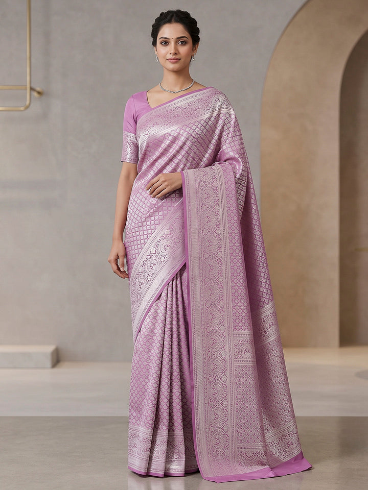 Lavender Art Silk Woven Saree