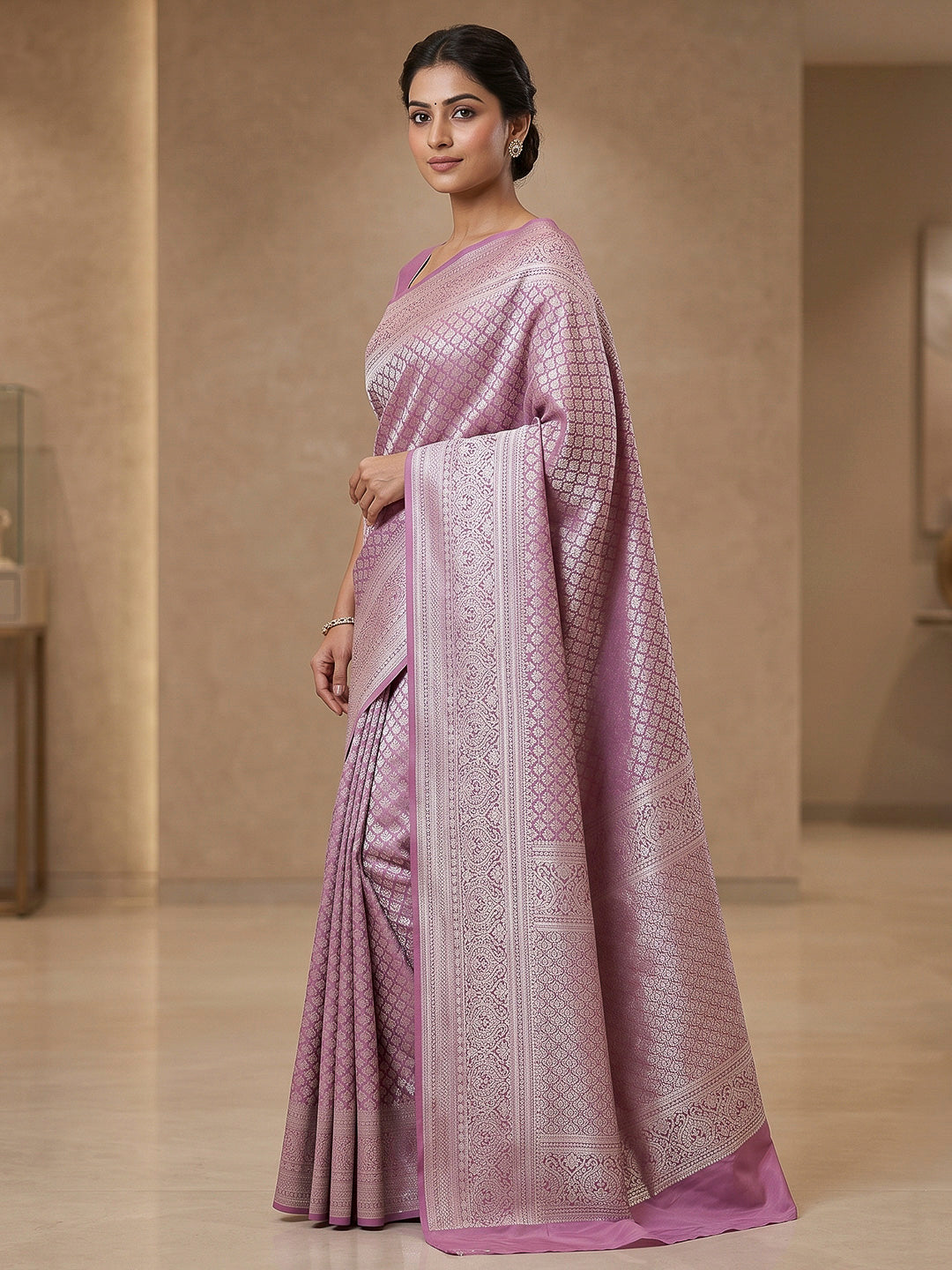 Lavender Art Silk Woven Saree