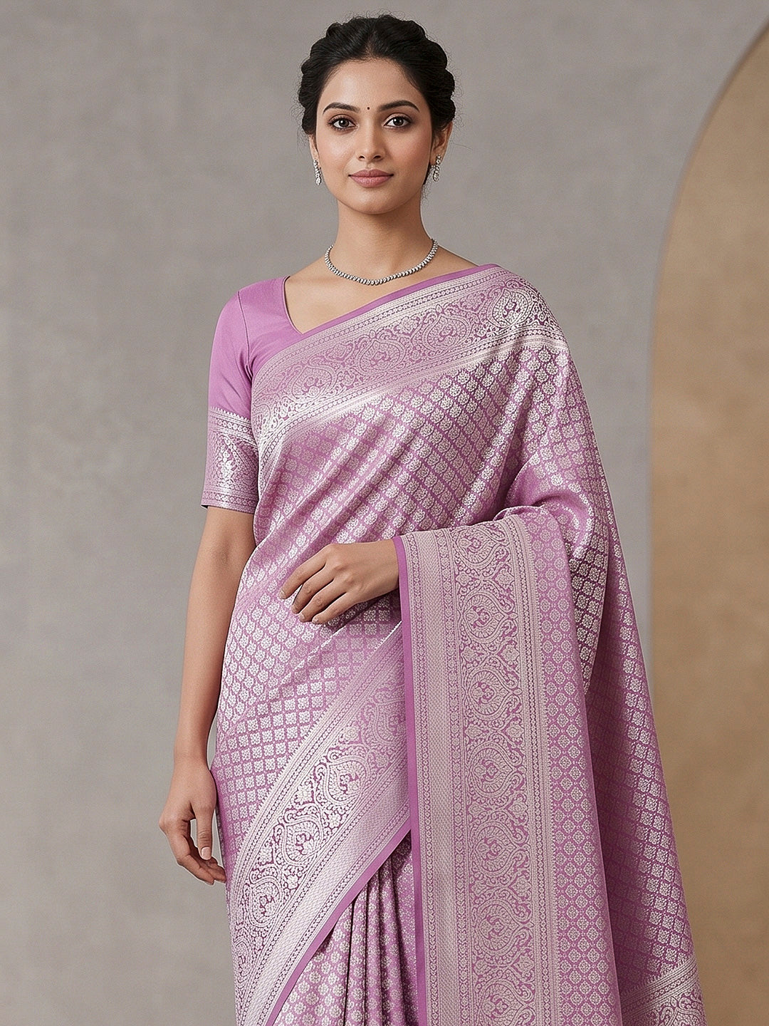 Lavender Art Silk Woven Saree